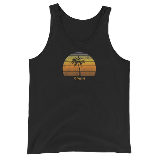 Retro Spain Vintage Sunset Beach Vacation Souvenir Unisex Tank Top