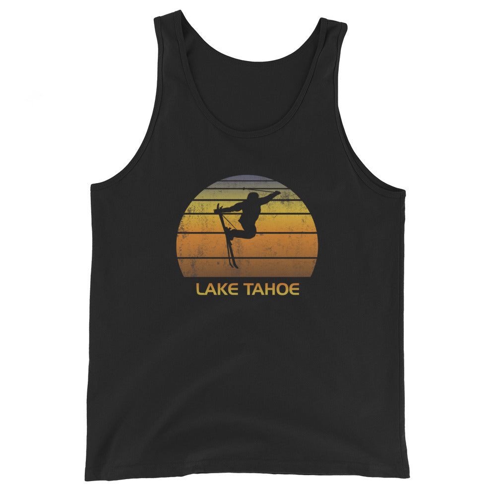 Retro Lake Tahoe California Ski Fan Skier Gift Skiing Sunset Vintage Sunrise Unisex Tank Top