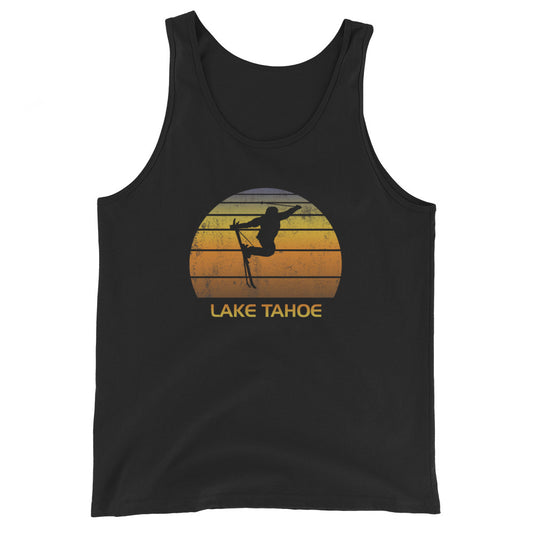 Retro Lake Tahoe California Ski Fan Skier Gift Skiing Sunset Vintage Sunrise Unisex Tank Top