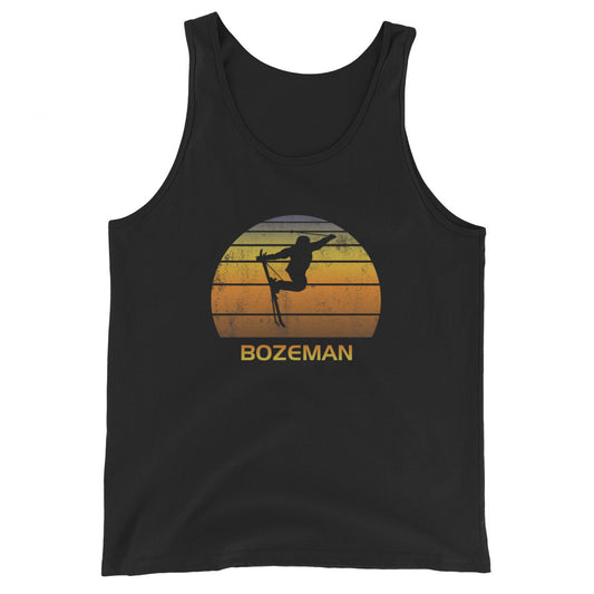 Retro Bozeman Montana Ski Fan Skier Gift Skiing Sunset Vintage Sunrise Unisex Tank Top