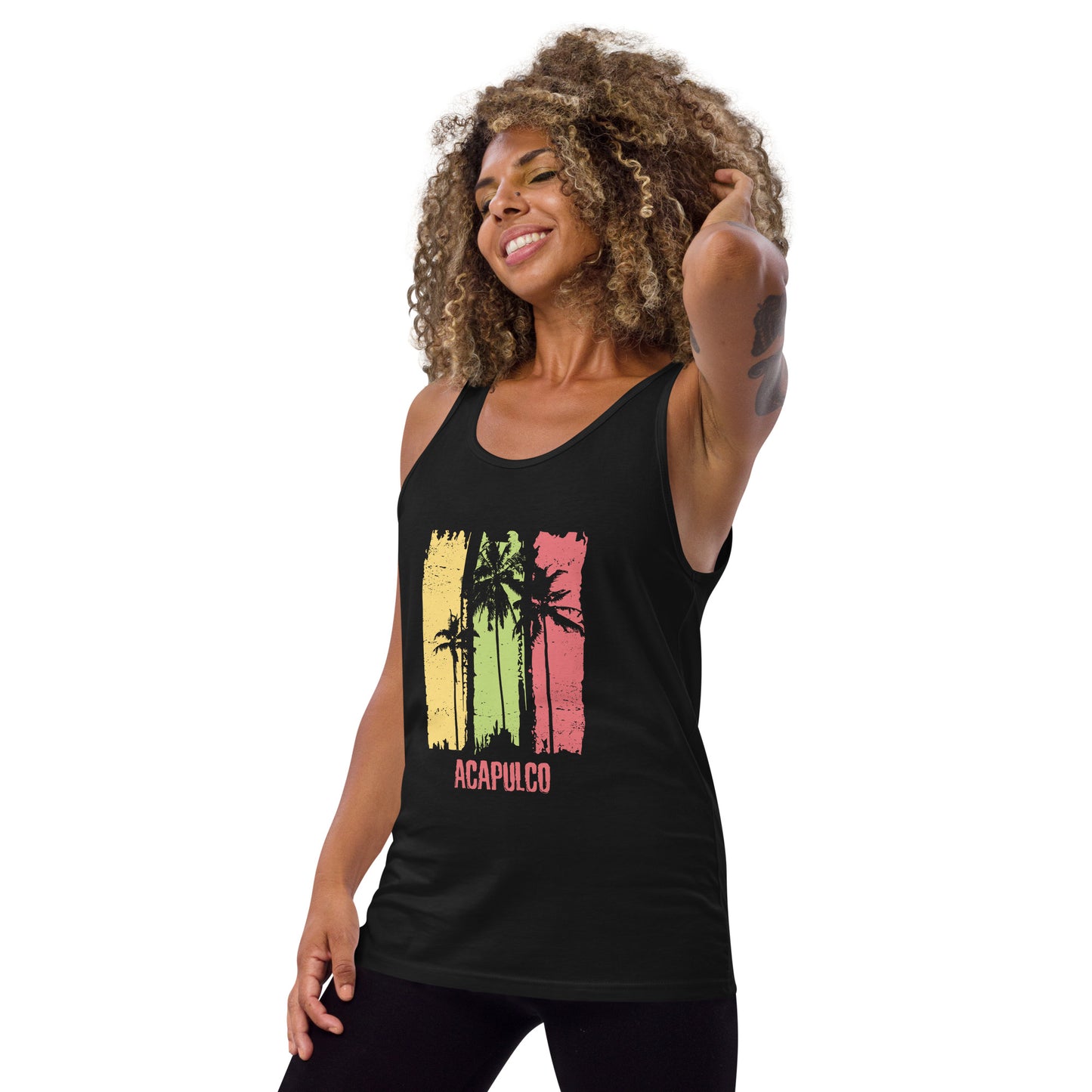 Acapulco Mexico Artistic Abstract Cool Palm Tree Unisex Tank Top