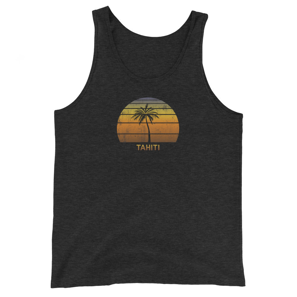 Retro Tahiti French Polynesia Vintage Sunset Beach Vacation Souvenir Unisex Tank Top