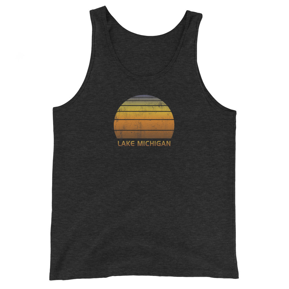 Retro Lake Michigan Vintage Sunset Vacation Souvenir Unisex Tank Top