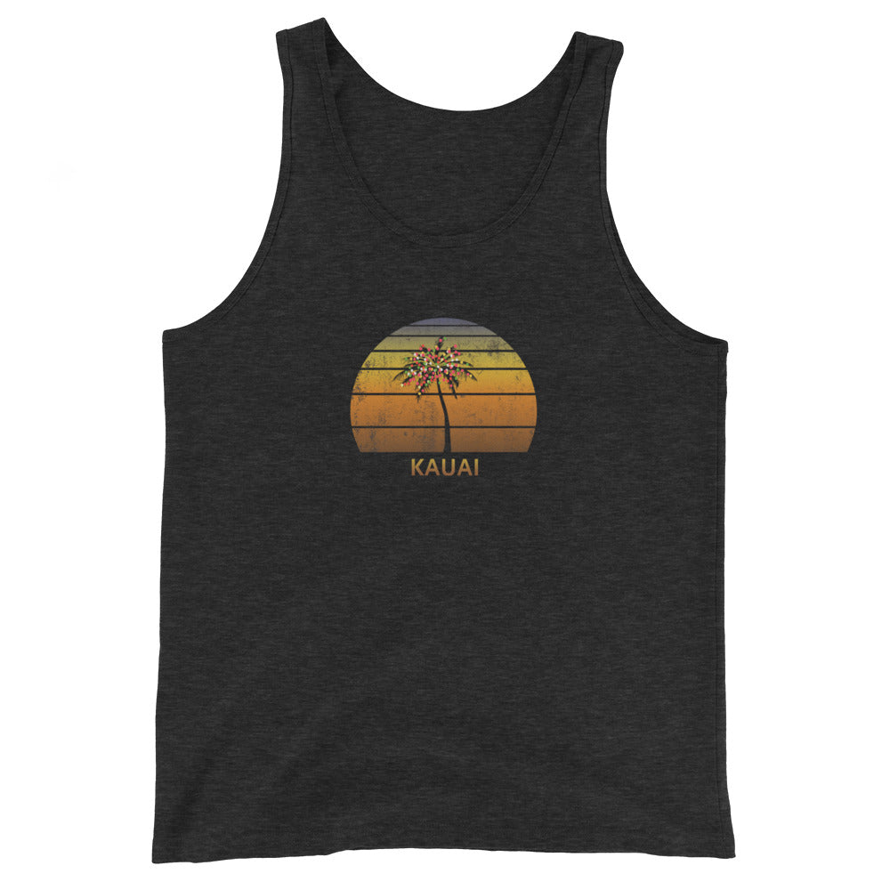 Retro Kauai Hawaii Unisex Tank Top Christmas Family Vacation Souvenir Sunset Beach