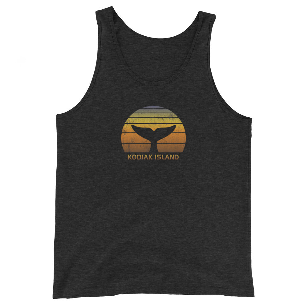 Kodiak Island Alaska Whale Watching Fan Retro Sunset Unisex Tank Top