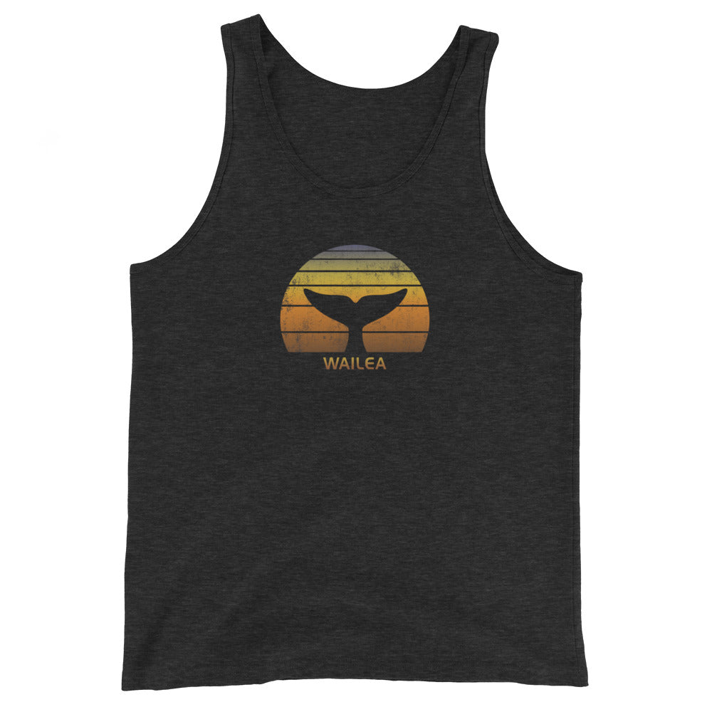 Wailea Maui Hawaii Whale Watching Fan Retro Sunset Unisex Tank Top