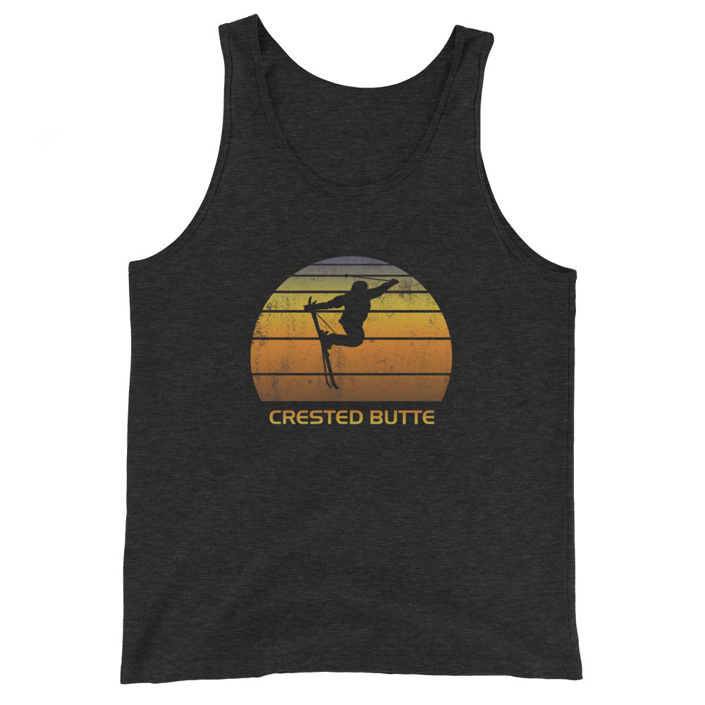 Retro Crested Butte Colorado Ski Fan Skier Skiing Sunset Vintage Sunrise Unisex Tank Top