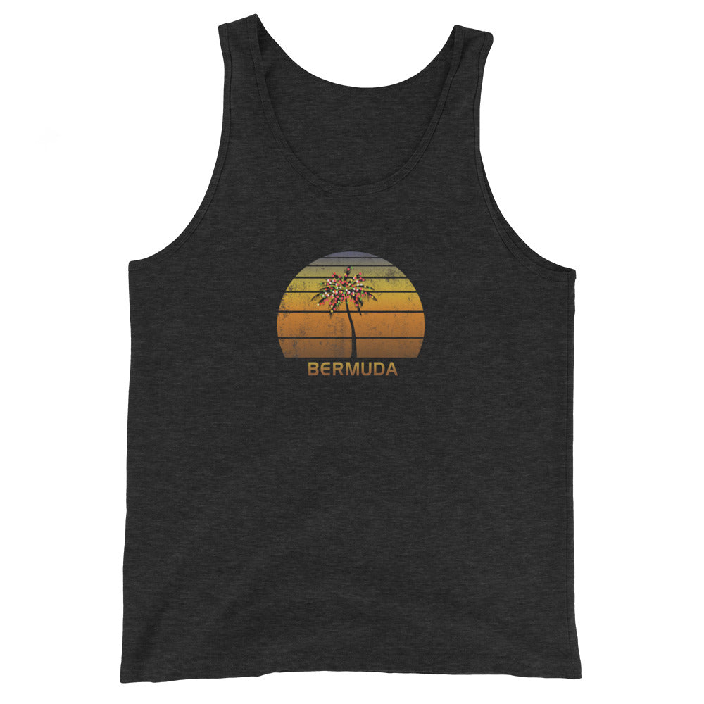 Retro Bermuda Unisex Tank Top Christmas Family Vacation Souvenir Sunset