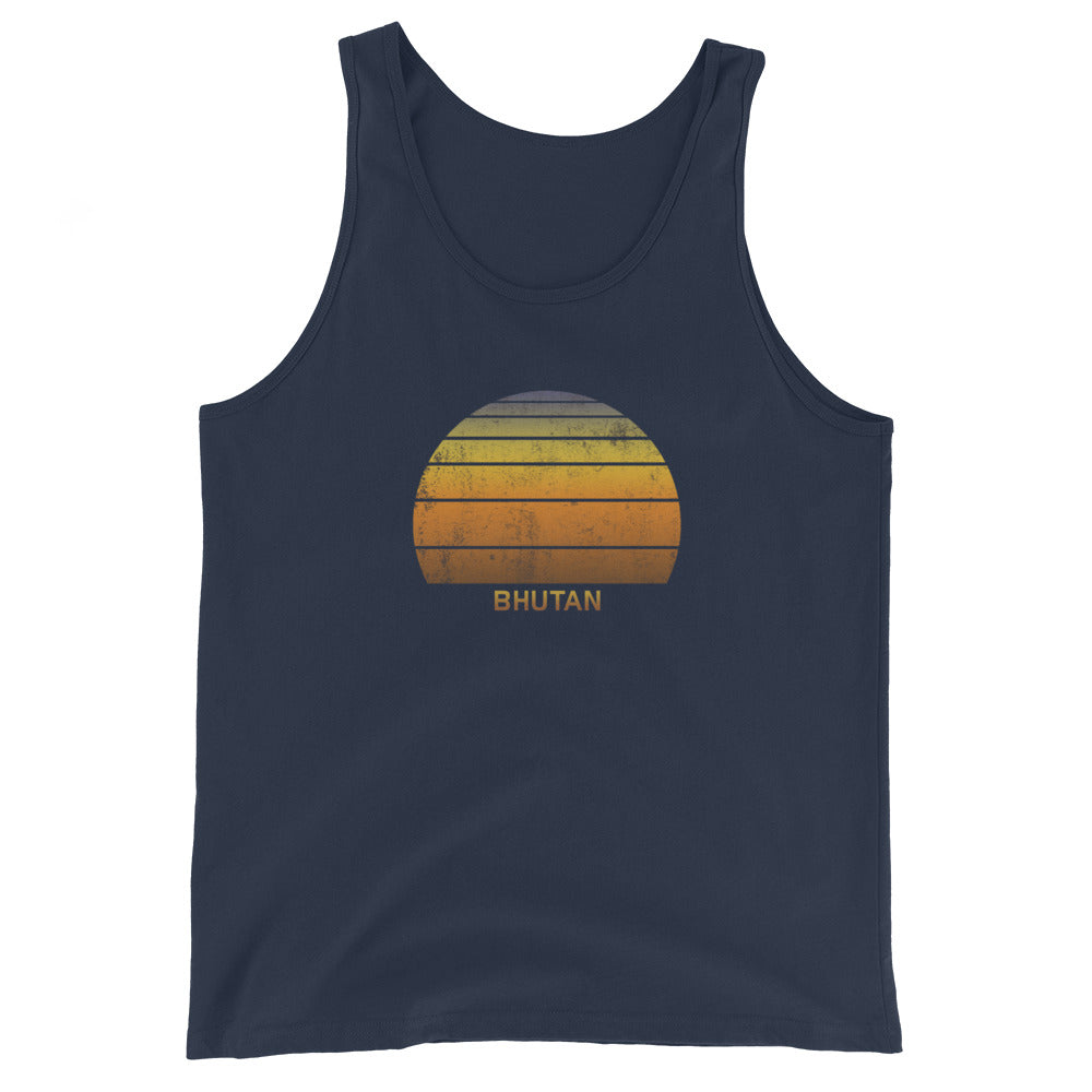 Retro Bhutan Sunset Native African Vacation Souvenir Stylish Unisex Tank Top