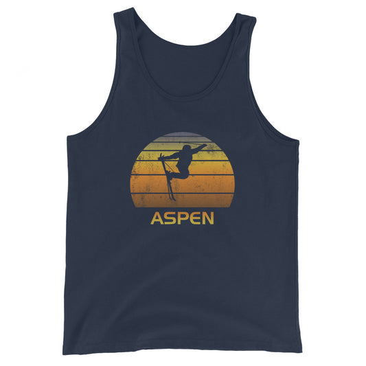 Retro Aspen Ski Fan Skier Sunset Vintage Unisex Tank Top
