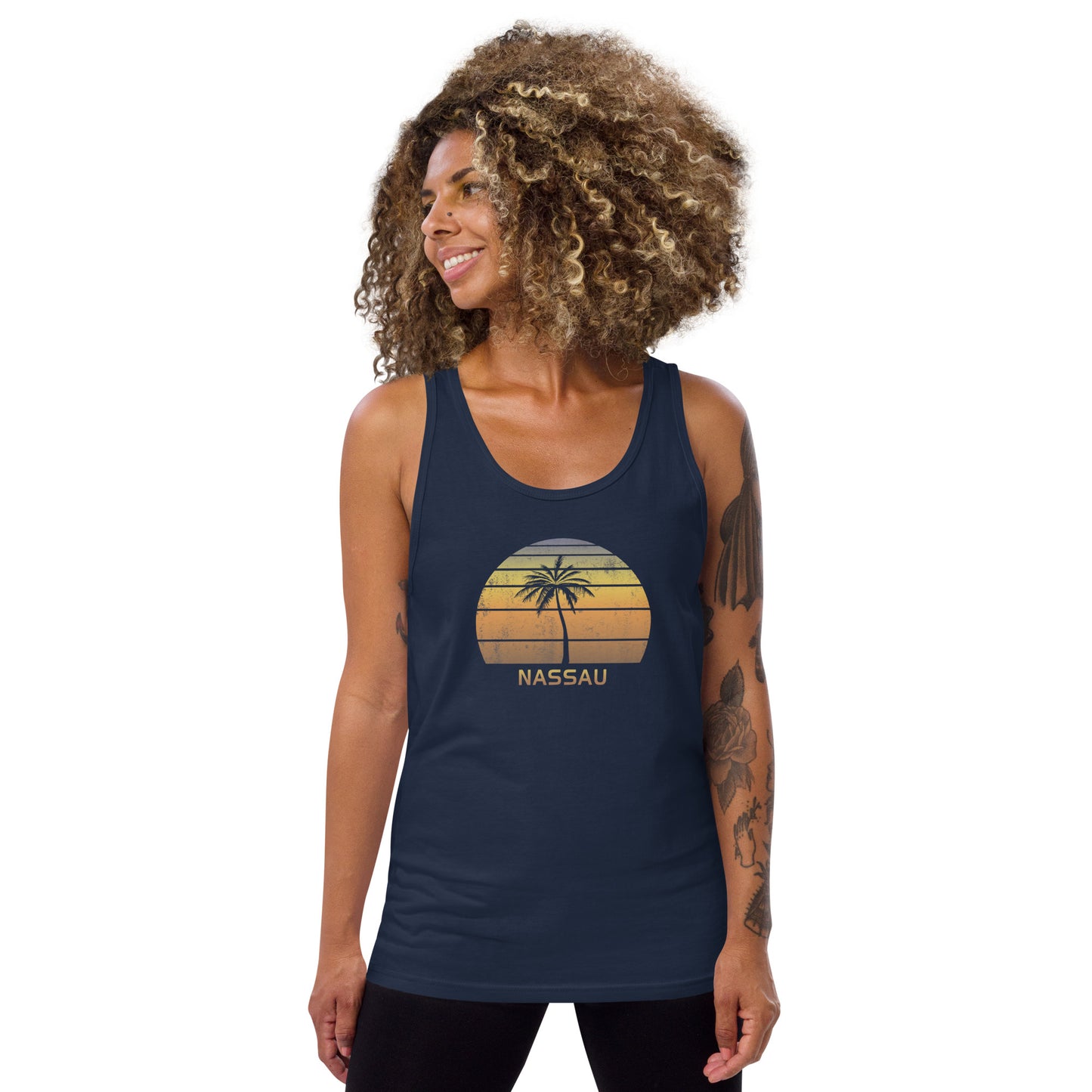 Retro Nassau Bahamas Vintage Sunset Beach Vacation Souvenir Unisex Tank Top