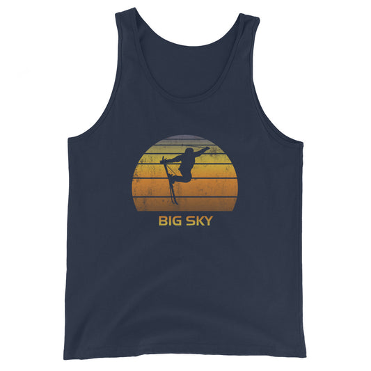 Retro Big Sky Montana Ski Fan Skier Sunset Unisex Tank Top