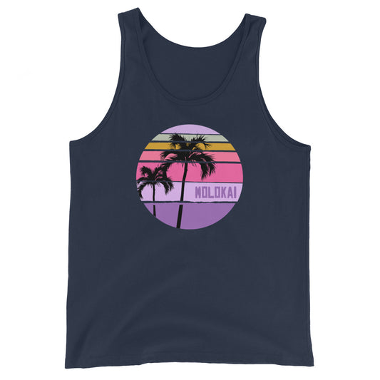 Cool Molokai Hawaii Palm Tree Artistic Vacation Souvenir Unisex Tank Top