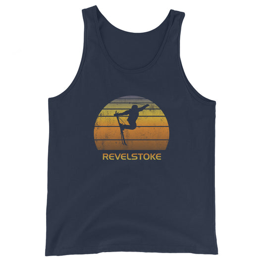 Retro Revelstoke Canada Ski Fan Skier Sunset Vintage Unisex Tank Top