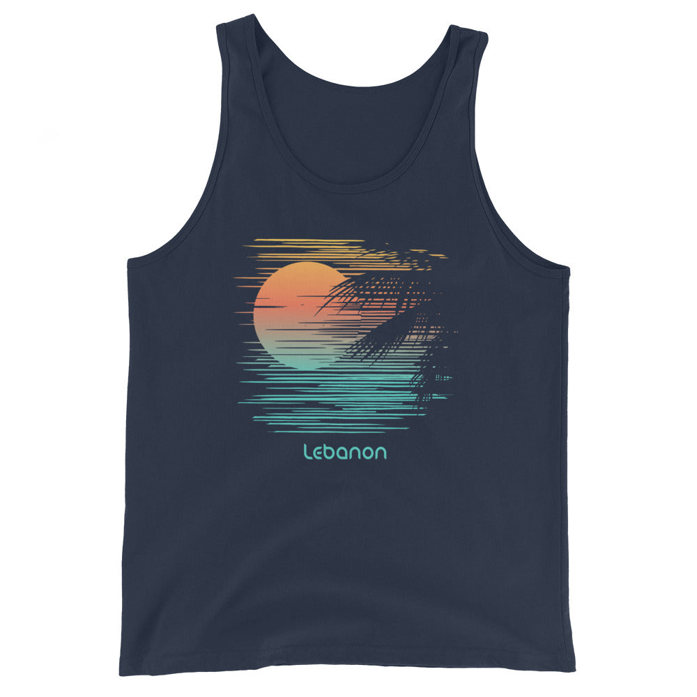 Artistic Lebanon Palm Tree Vacation Souvenir Unisex Tank Top