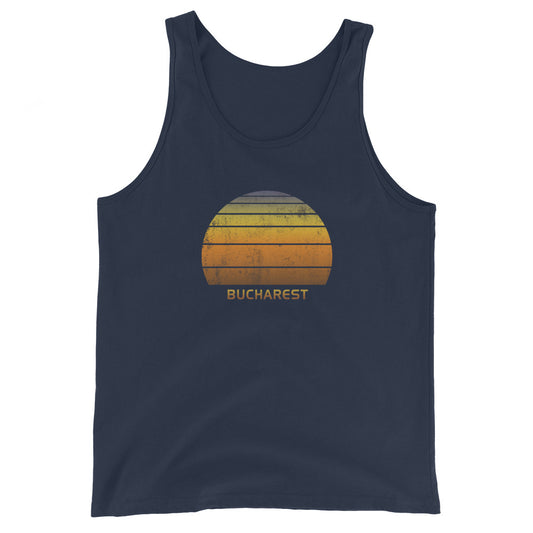 Retro Bucharest Romania Sunset Vintage Native Vacation Souvenir Unisex Tank Top