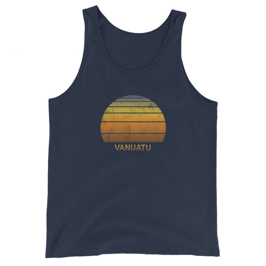 Retro Vanuatu Sunset Vintage Polynesian Native Vacation Souvenir Unisex Tank Top