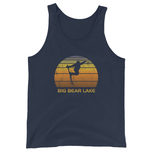 Retro Big Bear Lake California Unisex Tank Top Ski Fan Skier Skiing Sunset Vintage Sunrise