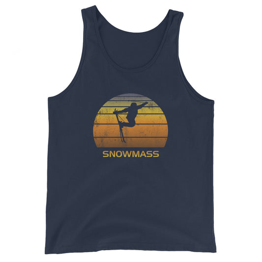 Retro Snowmass Colorado Ski Fan Skier Gift Skiing Sunset Vintage Sunrise Unisex Tank Top