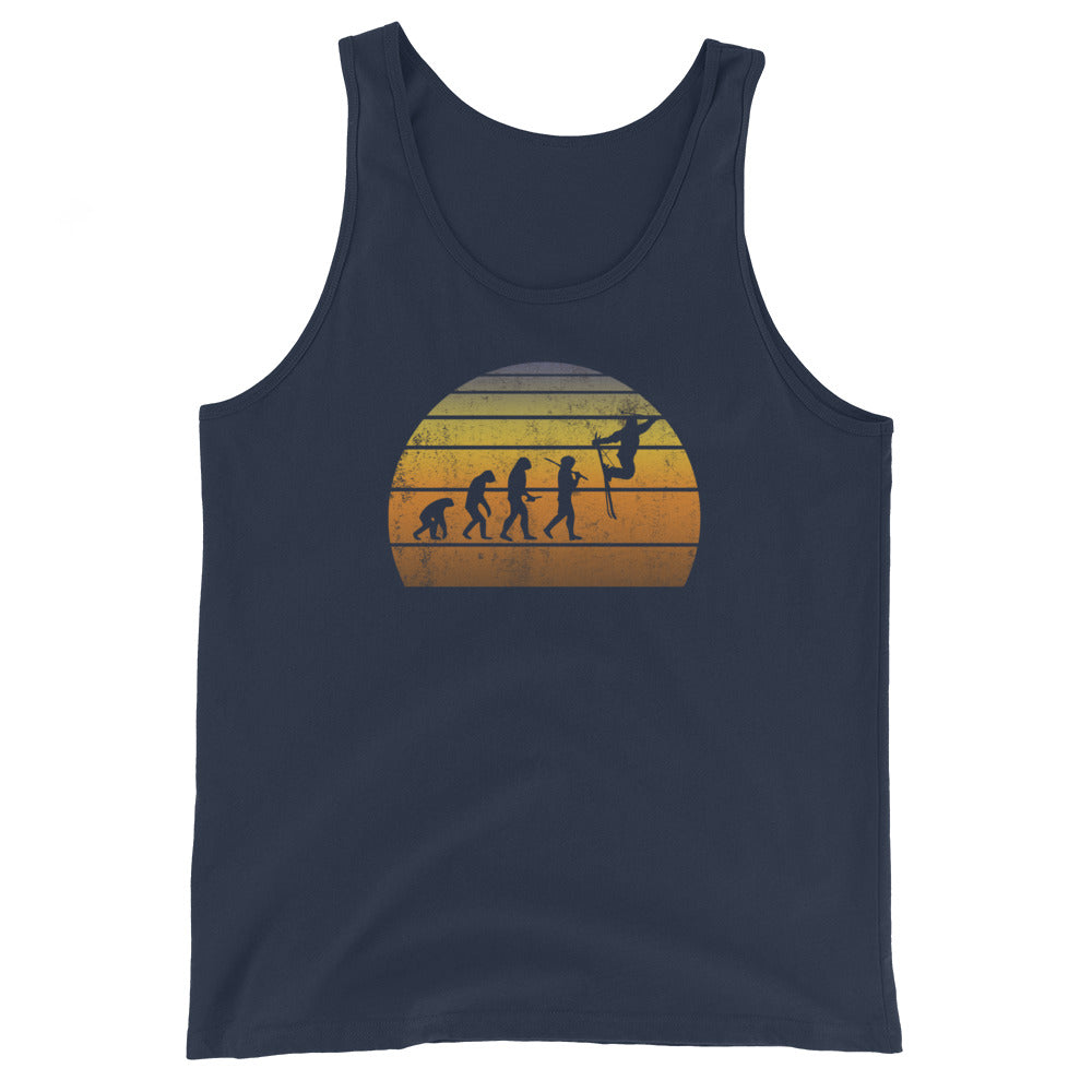 Funny Human Evolution Skier Fan Player Fan Sports Ski Gift Vintage Sunset Unisex Tank Top