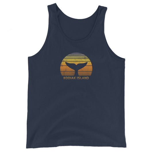 Kodiak Island Alaska Whale Watching Fan Retro Sunset Unisex Tank Top