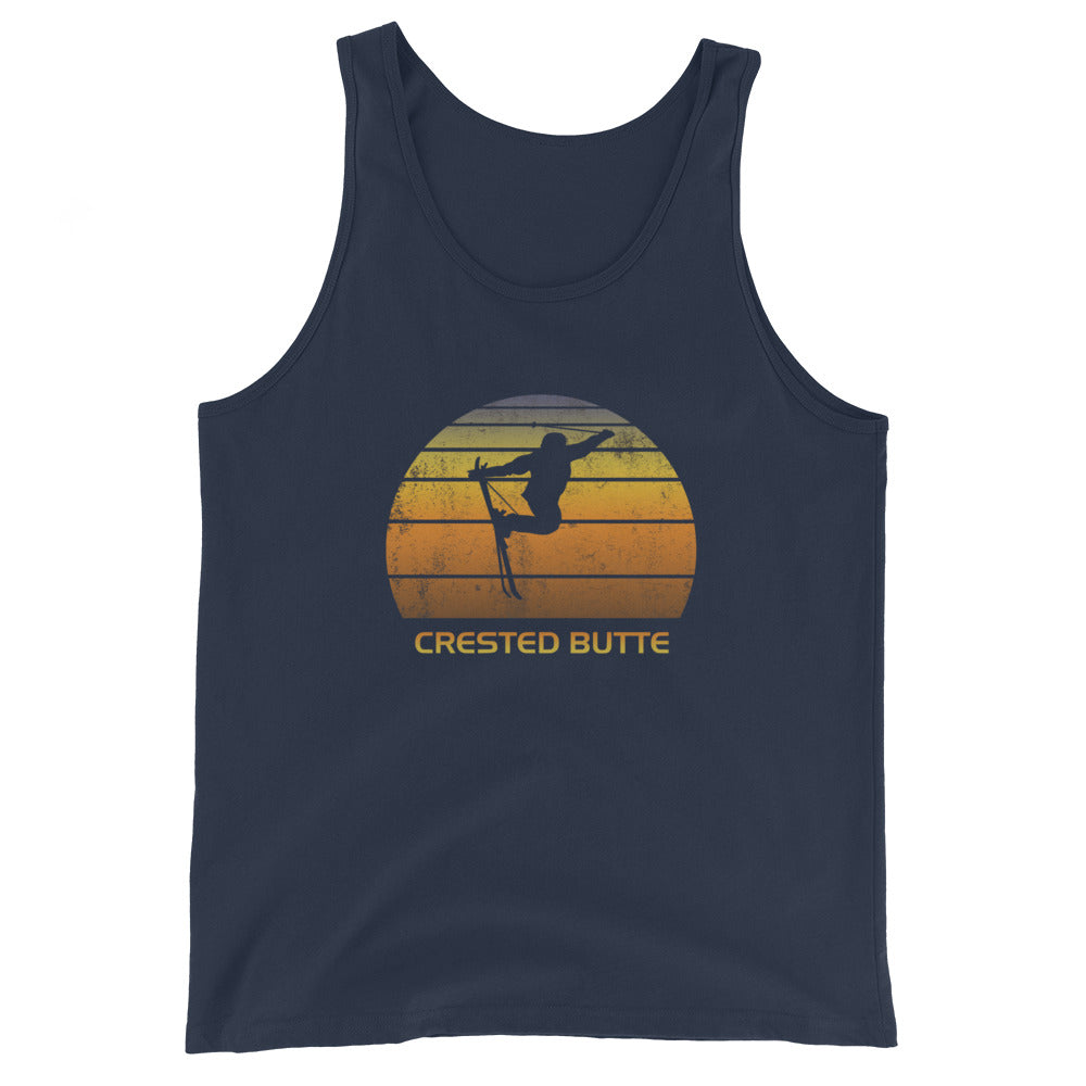 Retro Crested Butte Colorado Ski Fan Skier Skiing Sunset Vintage Sunrise Unisex Tank Top