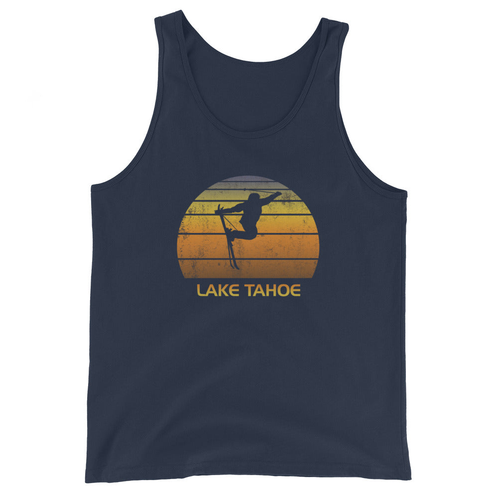 Retro Lake Tahoe California Ski Fan Skier Gift Skiing Sunset Vintage Sunrise Unisex Tank Top