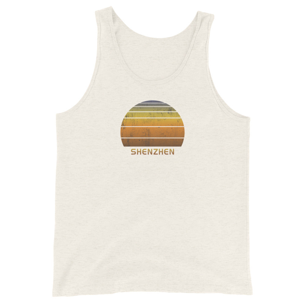 Retro Shenzhen China Vintage Sunset Vacation Souvenir Unisex Tank Top