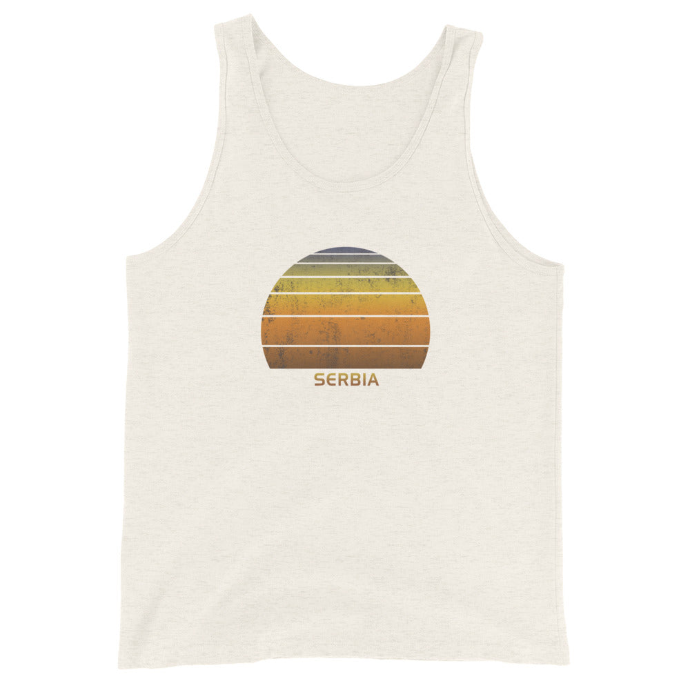 Retro Serbia Sunset Native Vacation Souvenir Stylish Unisex Tank Top