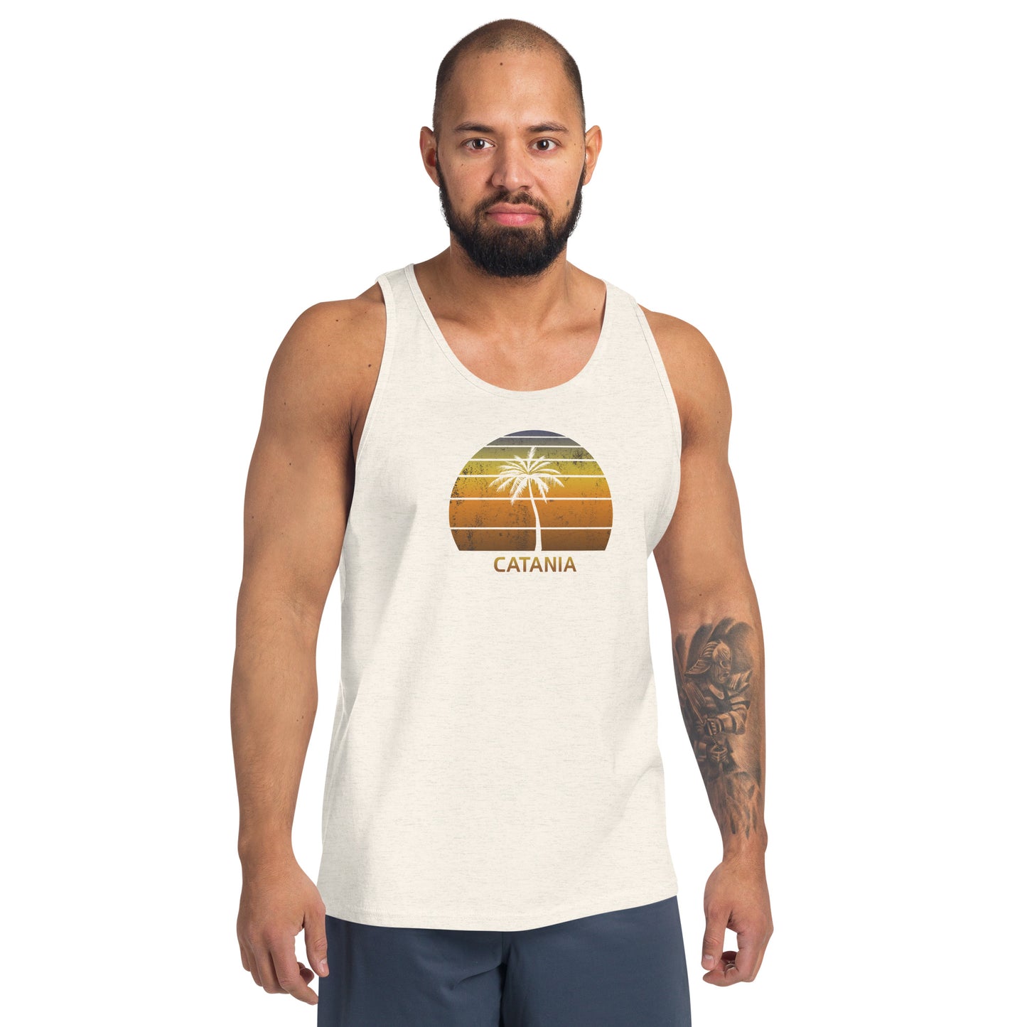 Retro Catania Italy Vintage Sunset Beach Vacation Souvenir Unisex Tank Top