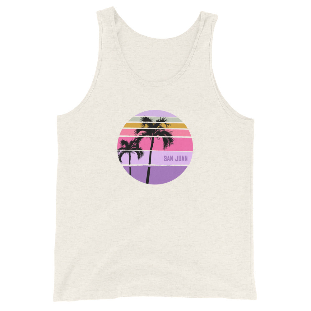 Cool San Juan Puerto Rico Palm Tree Artistic Vacation Souvenir Unisex Tank Top