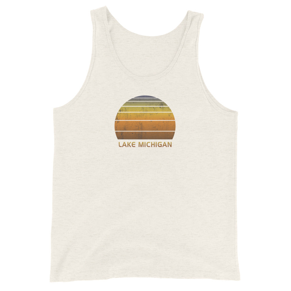 Retro Lake Michigan Vintage Sunset Vacation Souvenir Unisex Tank Top