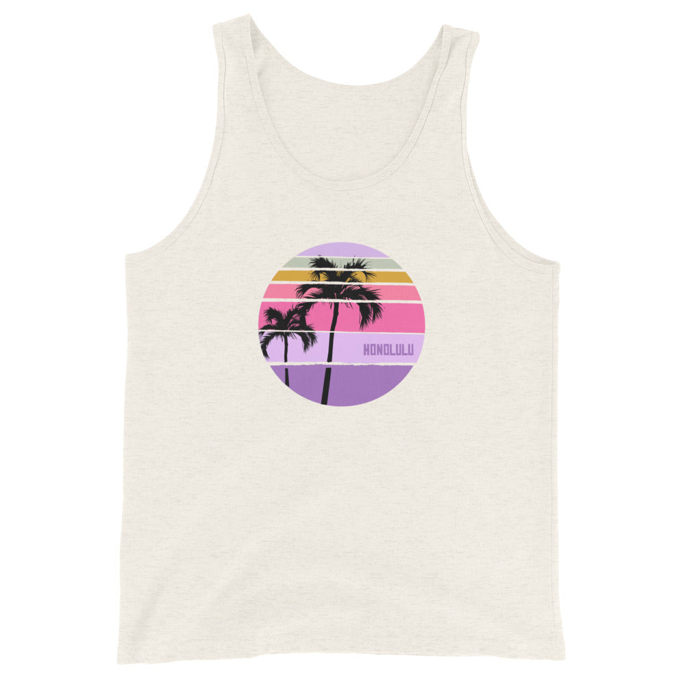 Cool Honolulu Hawaii Palm Tree Artistic Vacation Souvenir Unisex Tank Top