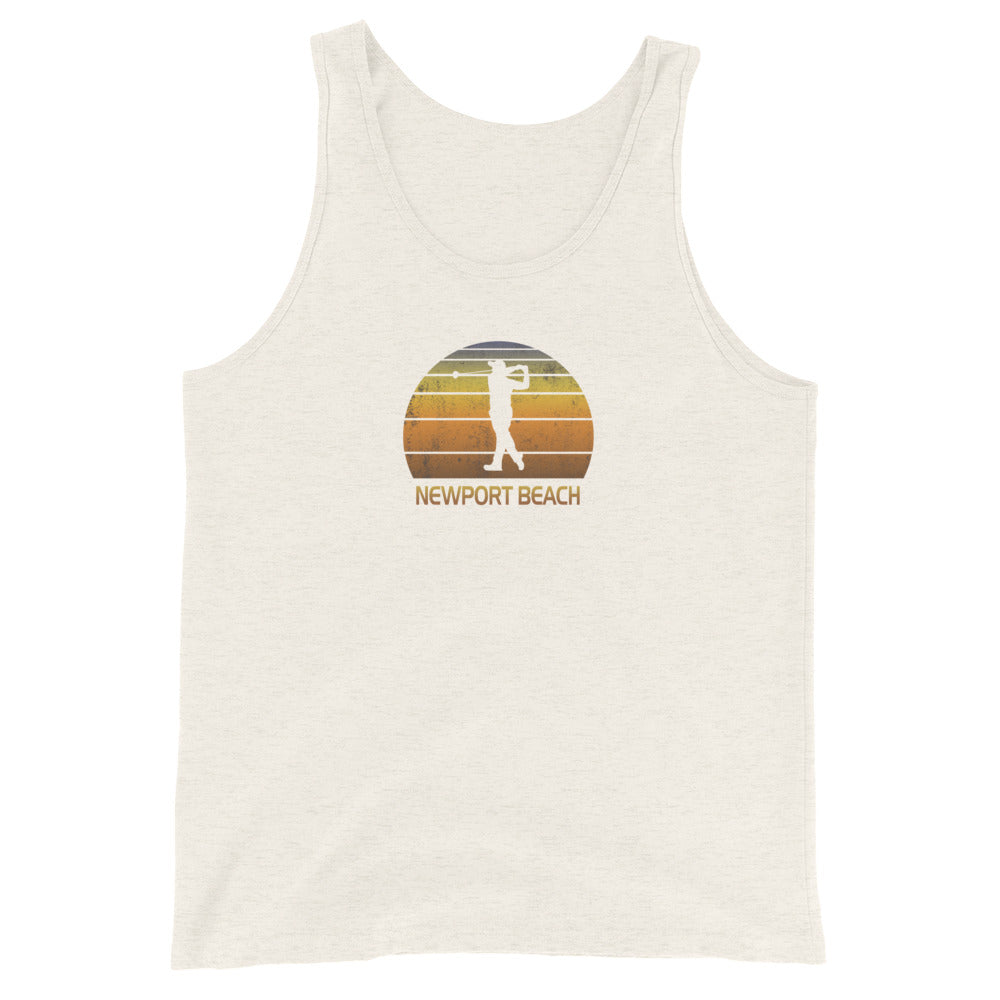 Cool Newport Beach California Golf Vintage Sunset Golfer Retro Unisex Tank Top