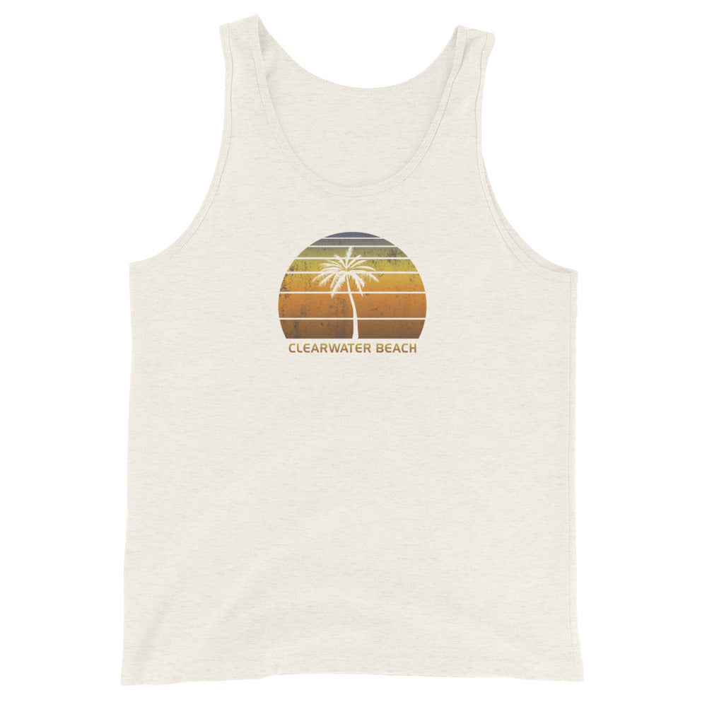 Retro Clearwater Beach Florida Unisex Tank Top Vintage Sunset Vacation Souvenir