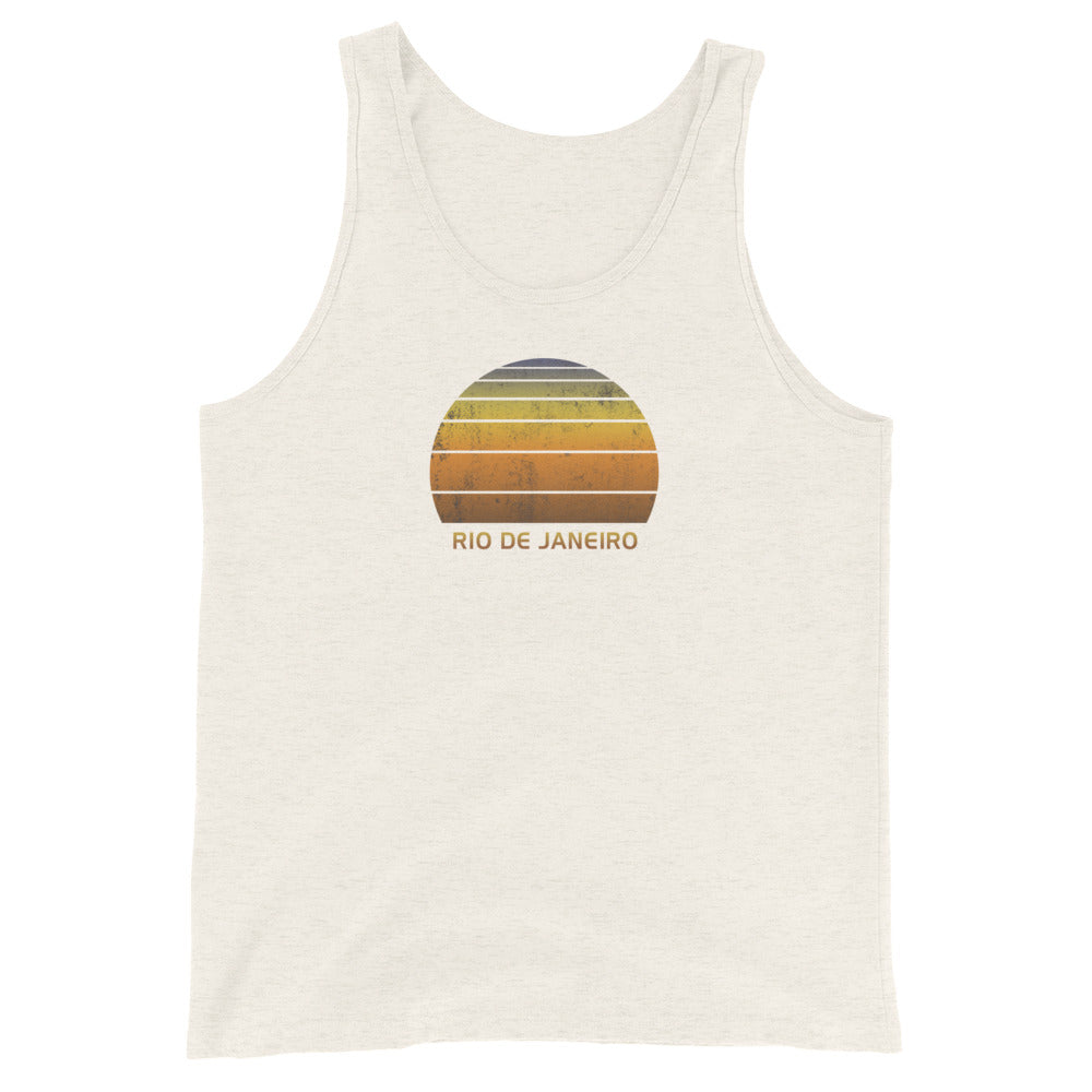 Retro Rio De Janeiro Brazil Unisex Tank Top Vintage Sunset Vacation Souvenir