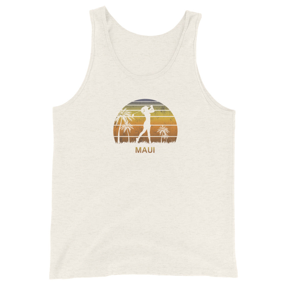 Retro Maui Hawaii Women's Golf Golfing Fan Golfer Gift Unisex Tank Top