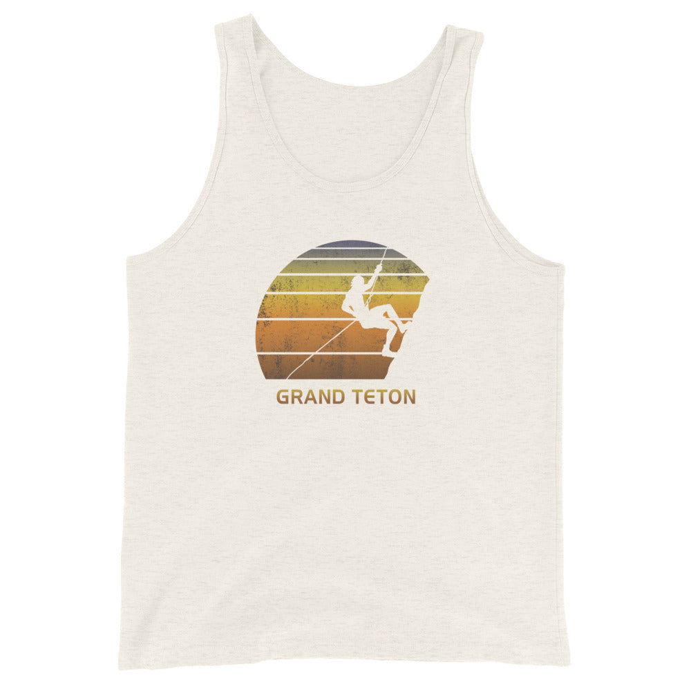 Retro Grand Teton National Park Wyoming Rock Climbing Fan Bouldering Unisex Tank Top