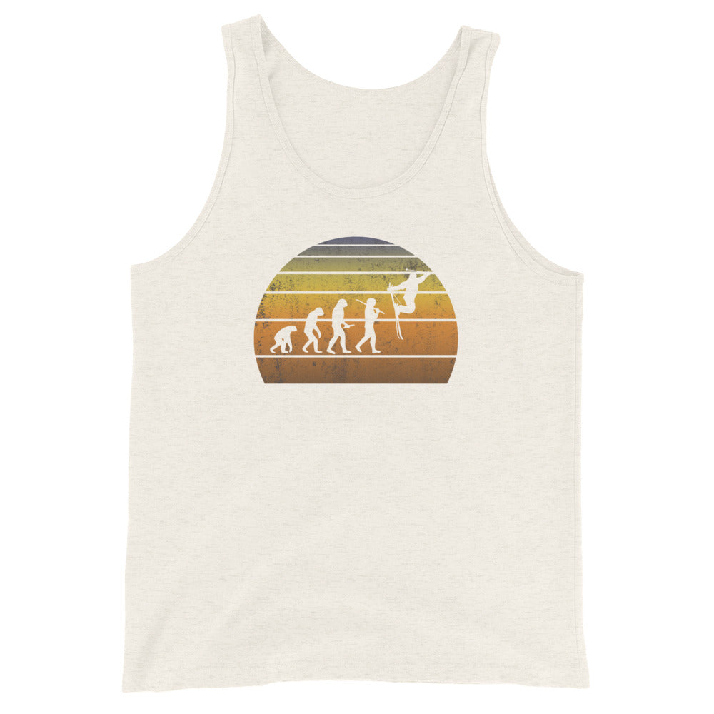 Funny Human Evolution Skier Fan Player Fan Sports Ski Gift Vintage Sunset Unisex Tank Top