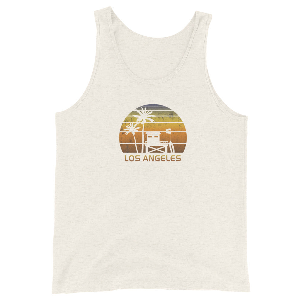 Retro Los Angeles California Sunset Surfing Palm Tree Vacation Unisex Tank Top