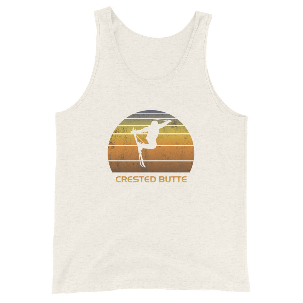 Retro Crested Butte Colorado Ski Fan Skier Skiing Sunset Vintage Sunrise Unisex Tank Top