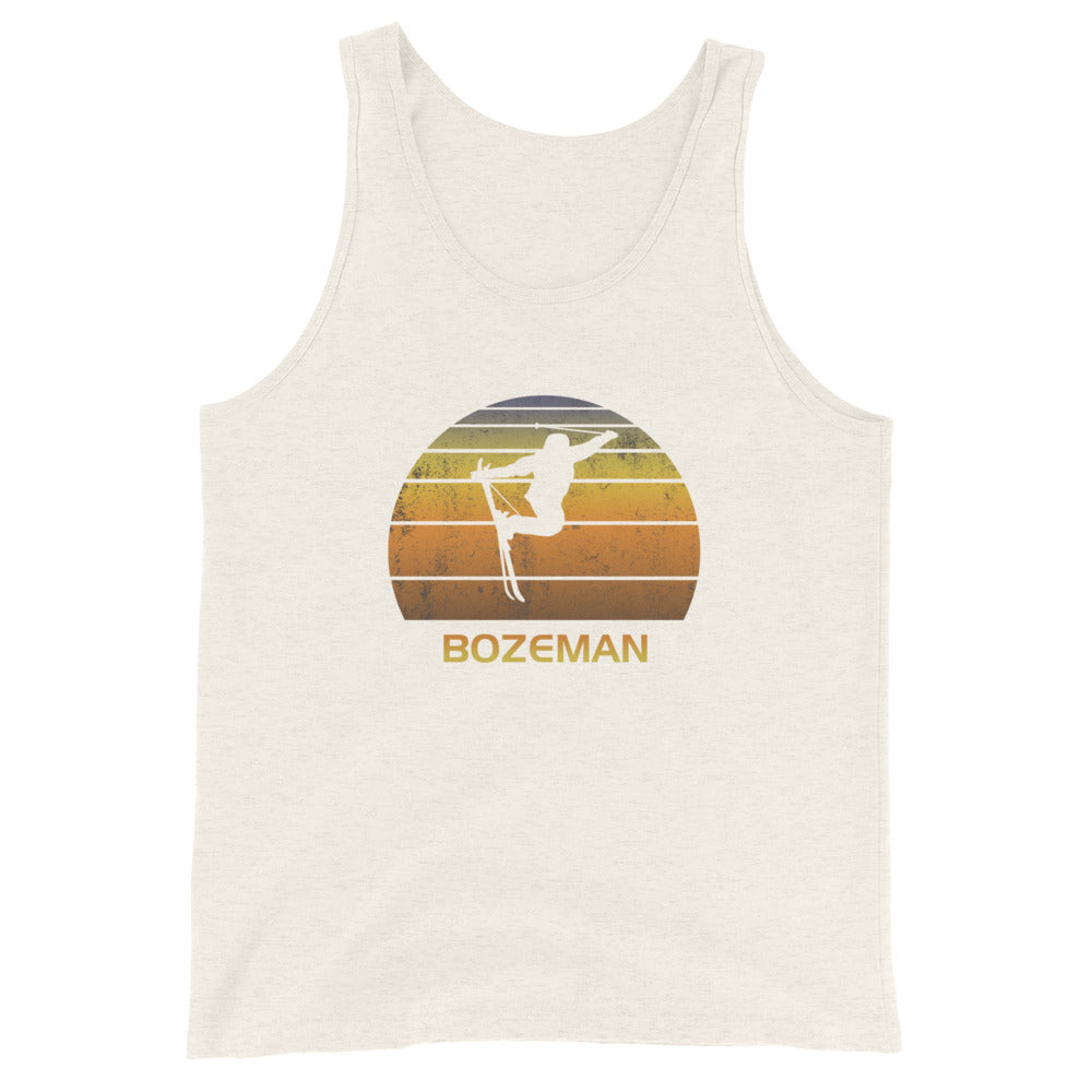 Retro Bozeman Montana Ski Fan Skier Gift Skiing Sunset Vintage Sunrise Unisex Tank Top