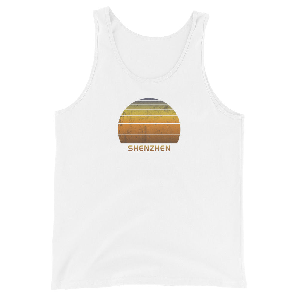 Retro Shenzhen China Vintage Sunset Vacation Souvenir Unisex Tank Top