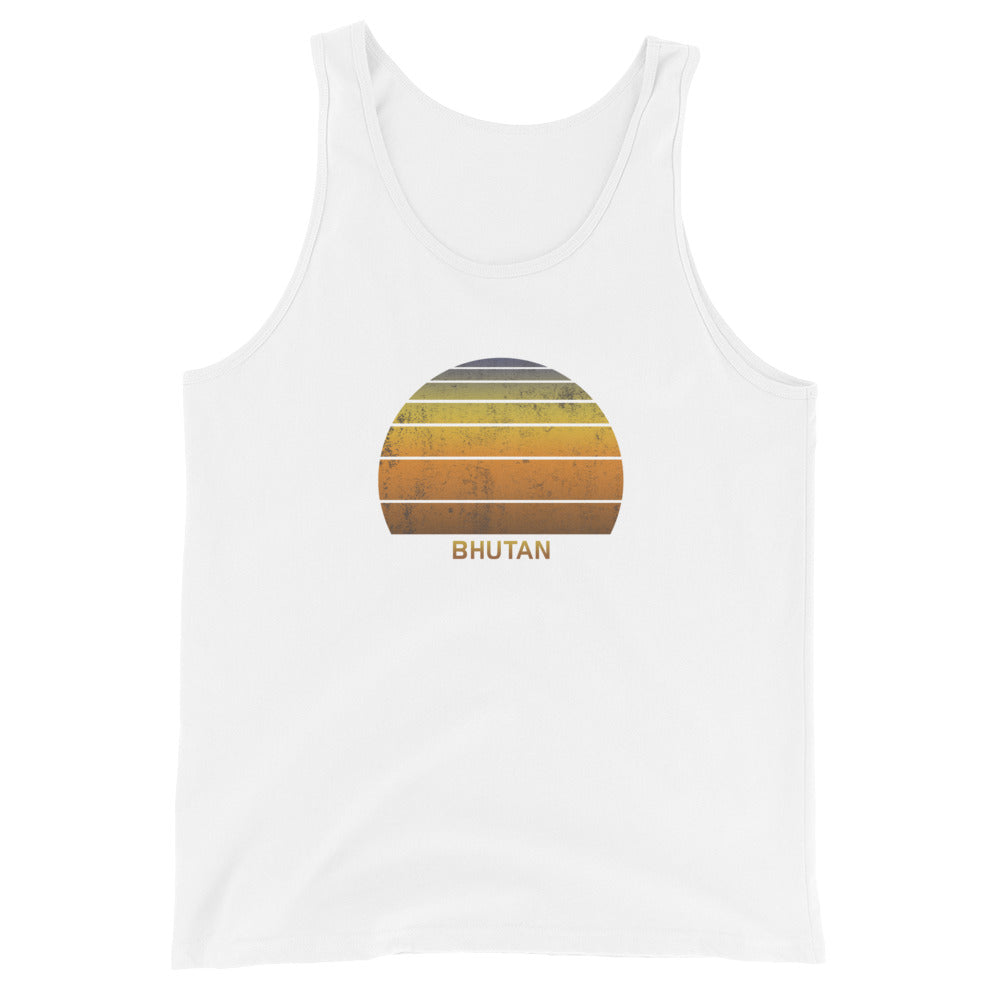 Retro Bhutan Sunset Native African Vacation Souvenir Stylish Unisex Tank Top