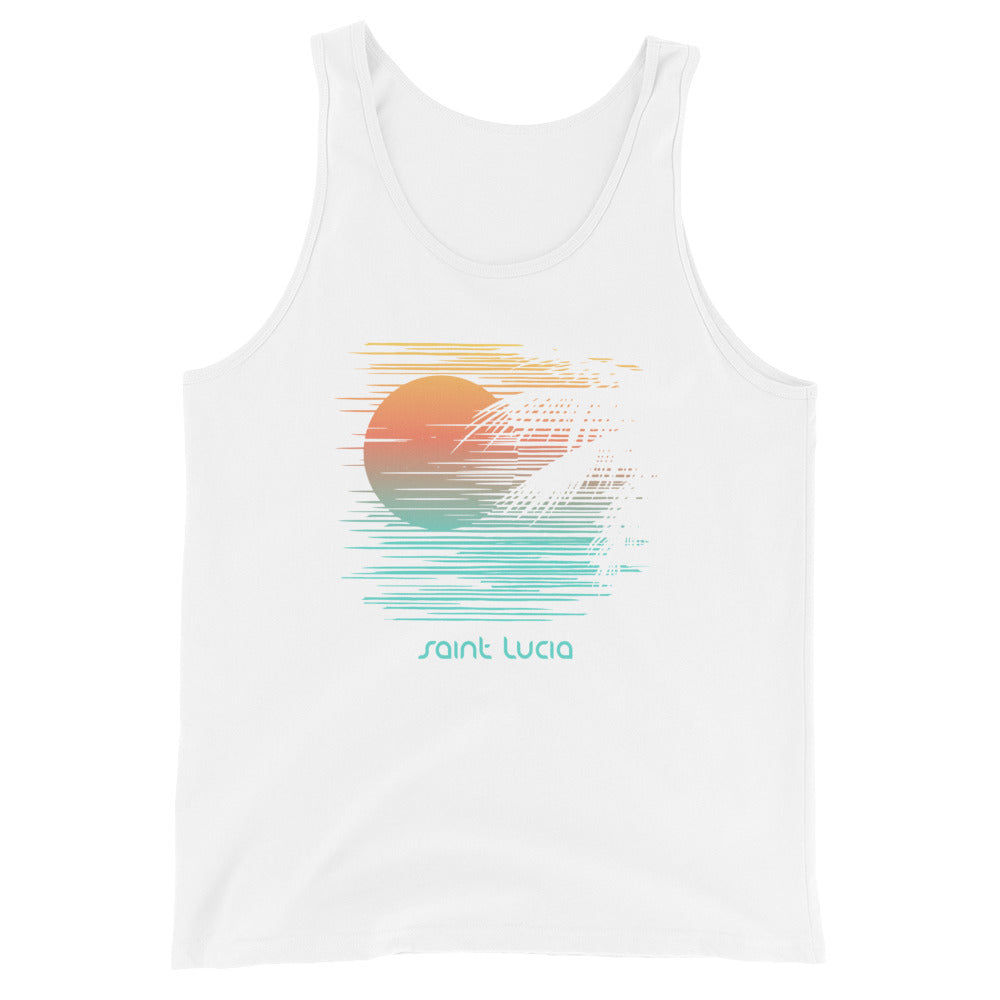 Artistic Saint Lucia Palm Tree Vacation Souvenir Unisex Tank Top