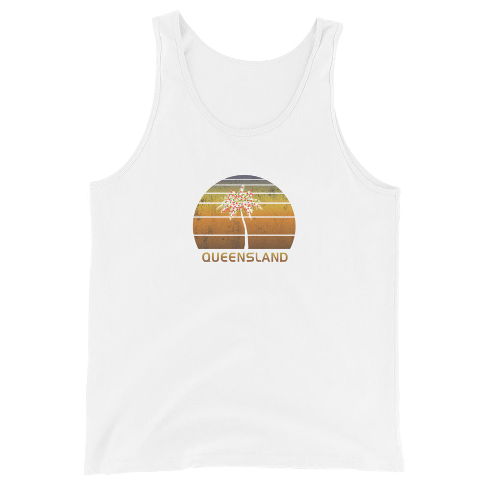 Retro Queensland Australia Christmas Family Vacation Souvenir Sunset Unisex Tank Top