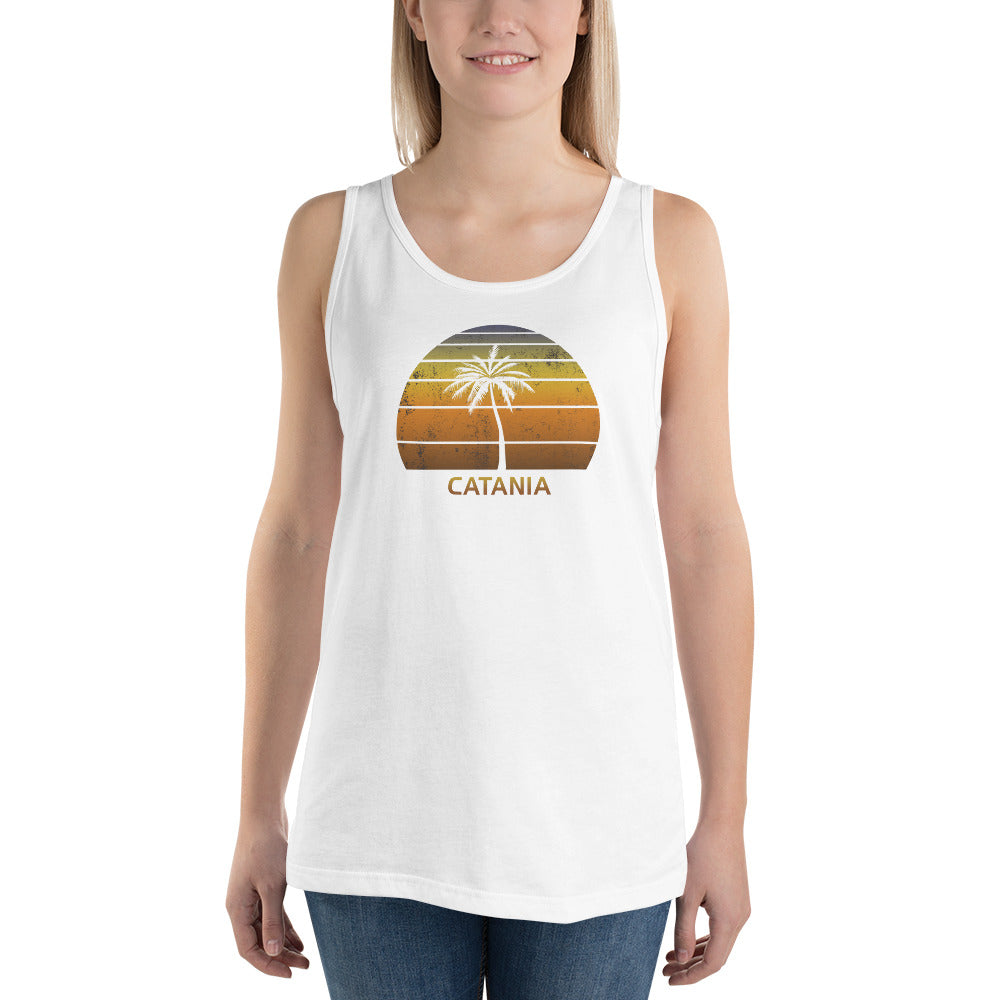 Retro Catania Italy Vintage Sunset Beach Vacation Souvenir Unisex Tank Top