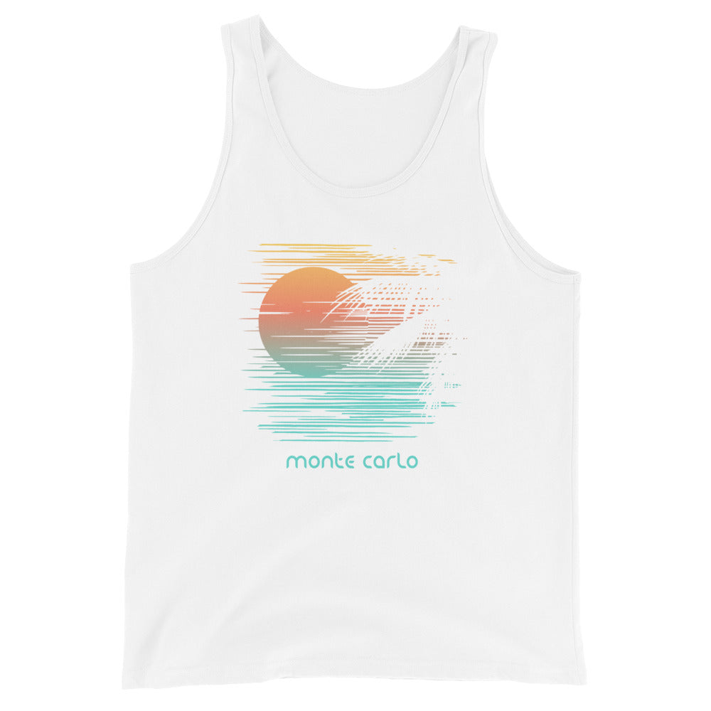Artistic Monte Carlo Palm Tree Vacation Souvenir Unisex Tank Top