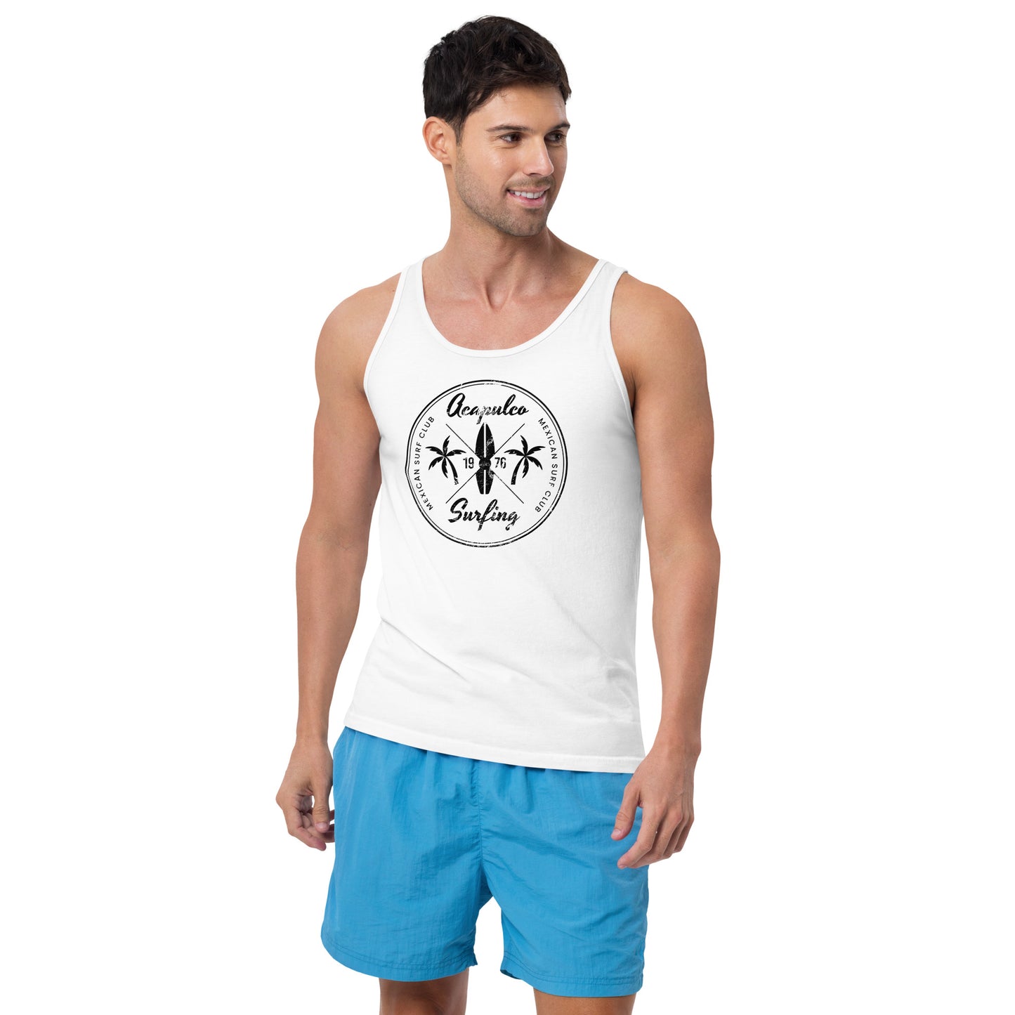 Retro Acapulco Mexico Beach Surfing Fan Vacation Souvenir Unisex Tank Top