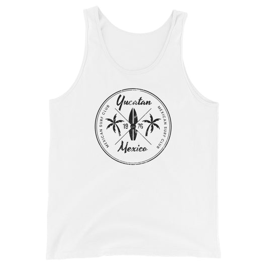 Retro Yucatan Mexico Beach Surfing Fan Vacation Souvenir Unisex Tank Top